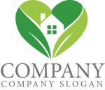 画像1: 家・葉・ハート・ロゴ・マークデザイン1450 (1)