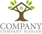 画像1: 木・家・葉・成長・ロゴ・マークデザイン1450 (1)