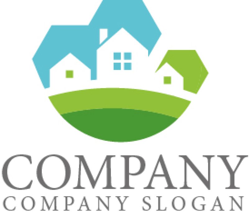 画像1: 街・家・六角形・ロゴ・マークデザイン1451 (1)