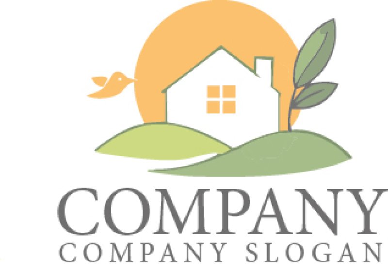 画像1: 太陽・家・葉・鳥・ロゴ・マークデザイン1454 (1)