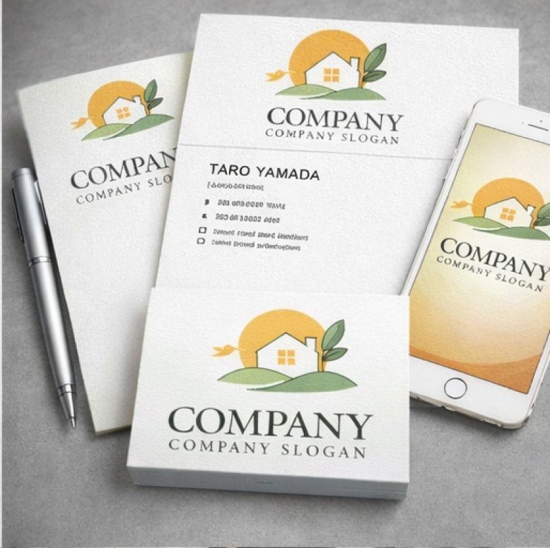 画像3: 太陽・家・葉・鳥・ロゴ・マークデザイン1454 (3)