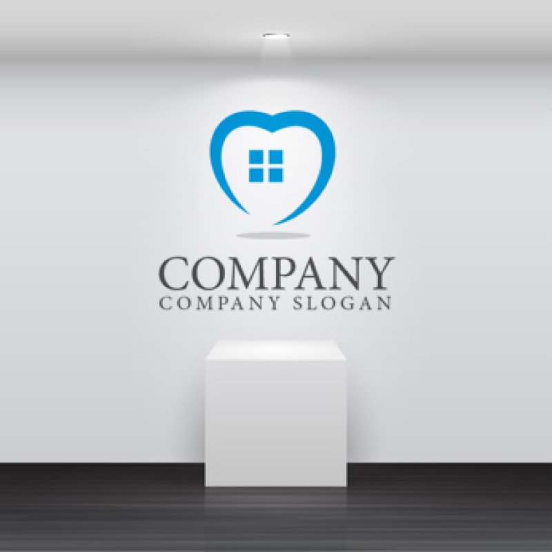 画像2: ハート・家・窓・ロゴ・マークデザイン299 (2)