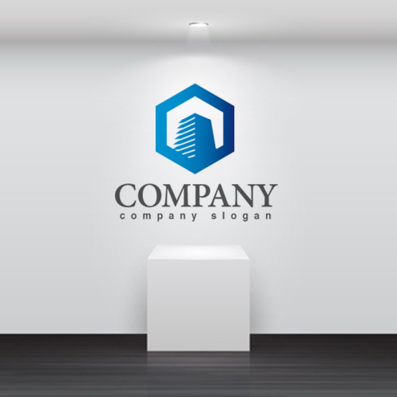 画像2: 六角形・ビル・高層・街・ロゴ・マークデザイン397 (2)