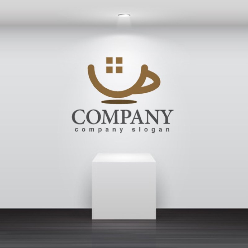 画像2: 家・コーヒーカップ・窓・ロゴ・マークデザイン522 (2)