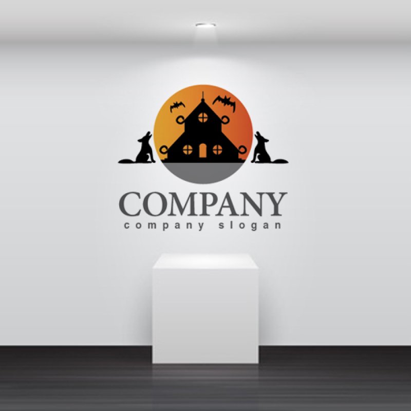 画像2: 家・ハロウィン・狼・コウモリ・ロゴ・マークデザイン539 (2)