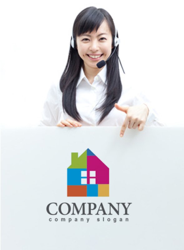 画像3: 家・パッチワーク・カラー・ロゴ・マークデザイン543 (3)