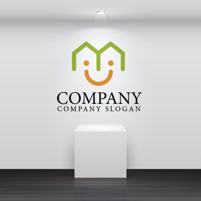 画像2: 家・顔・スマイル・線・連結・ロゴ・マークデザイン583 (2)