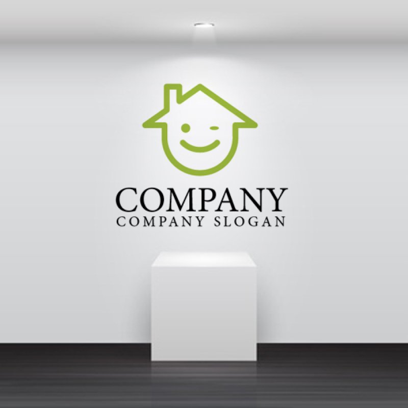 画像2: 家・顔・スマイル・煙突・ロゴ・マークデザイン584 (2)