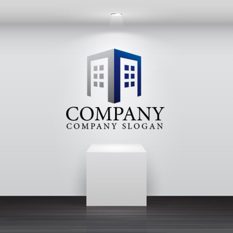 画像2: ビル・窓・グラデーション・ロゴ・マークデザイン643 (2)