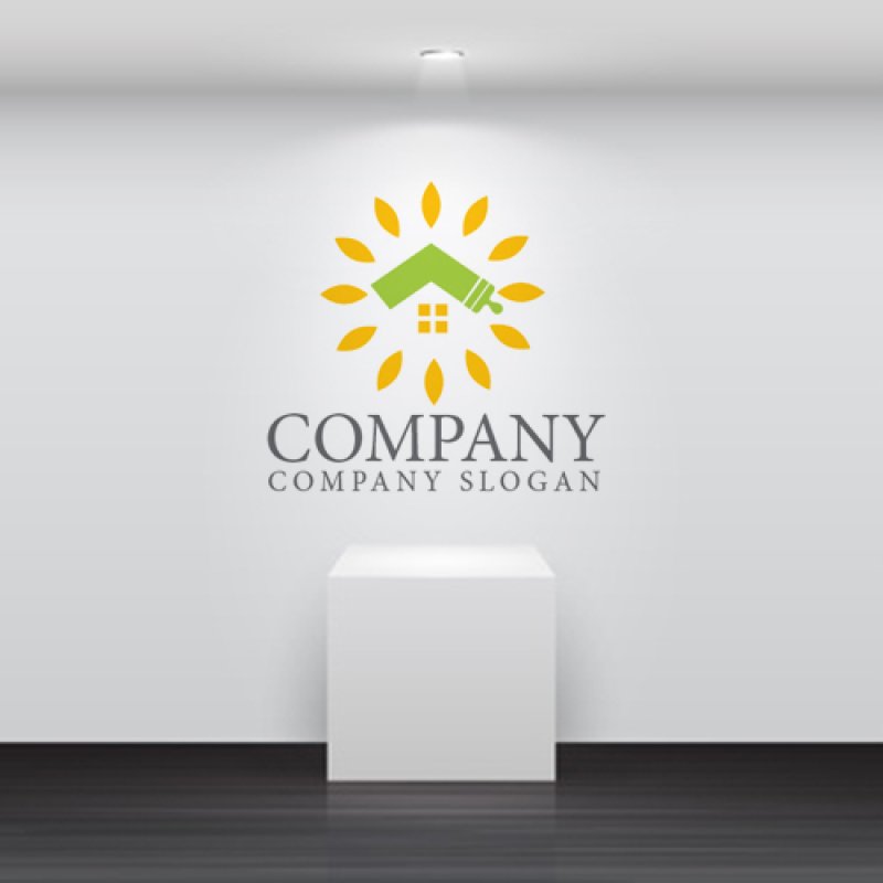 画像4: 家・太陽・ペイント・刷毛・ロゴ・マークデザイン835 (4)