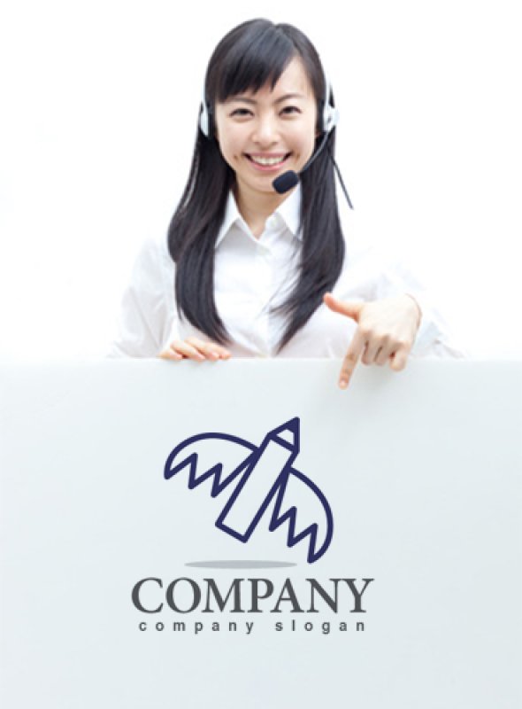 画像3: 羽・鉛筆・鳥・ロゴ・マークデザイン044 (3)