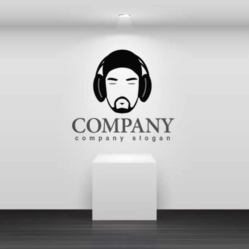 画像2: 顔・似顔絵・髭・ヘッドフォン・ロゴ・マークデザインKO785 (2)