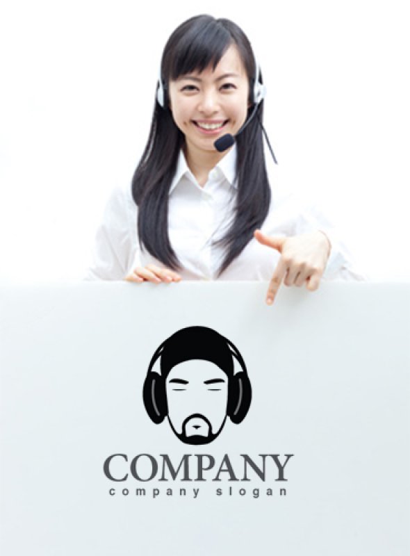 画像3: 顔・似顔絵・髭・ヘッドフォン・ロゴ・マークデザインKO785 (3)