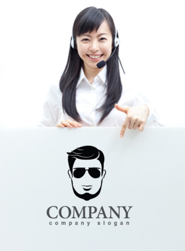 画像3: 顔・似顔絵・サングラス・髭・ロゴ・マークデザインKO800 (3)