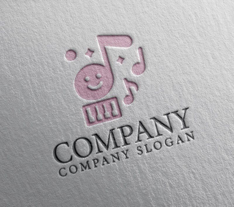 画像2: ピアノ・音符・笑顔・ロゴ・マークデザイン031 (2)