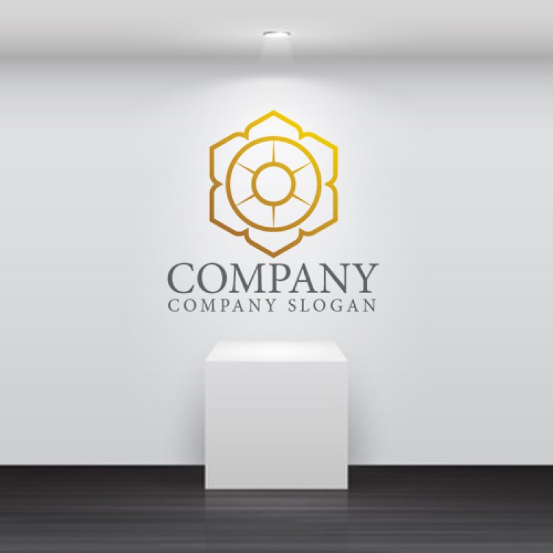 画像5: 花・六角形・金色・ロゴ・マークデザイン1085 (5)