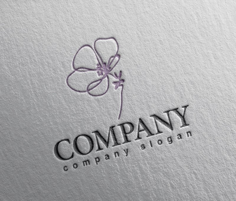 画像2: 花・スミレ・線画・ロゴ・マークデザイン1174 (2)