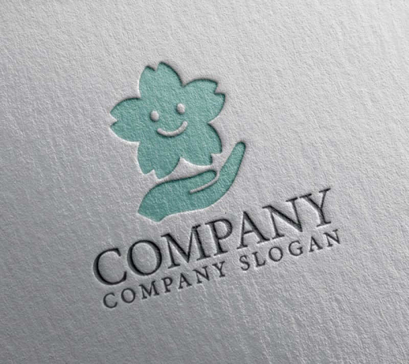 画像2: 花・サクラ・笑顔・手・ケアサービス・ロゴ・マークデザイン1295 (2)