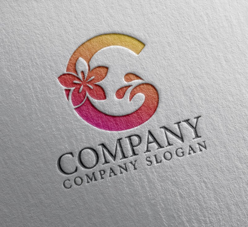 画像2: 花・プルメリア・ハワイ・波・C・グラデーション・ロゴ・マークデザイン1297 (2)