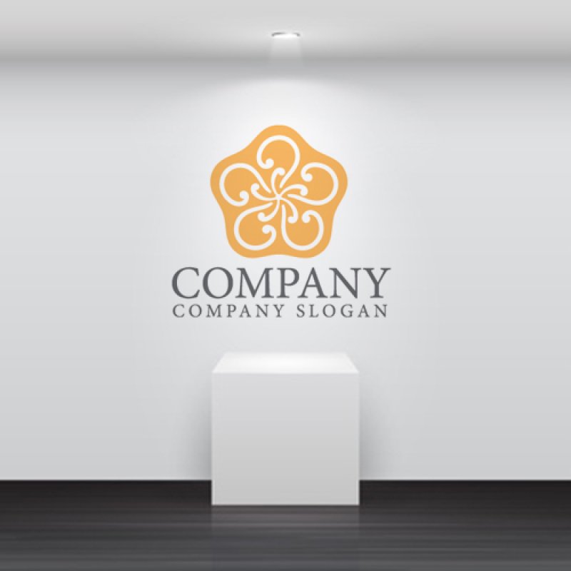 画像5: 五角形・花・渦・和風・ロゴ・マークデザイン1328 (5)