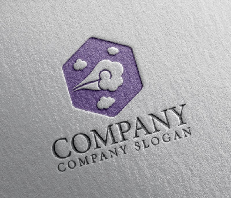 画像2: 雲・風・六角形・和風・ロゴ・マークデザイン1354 (2)