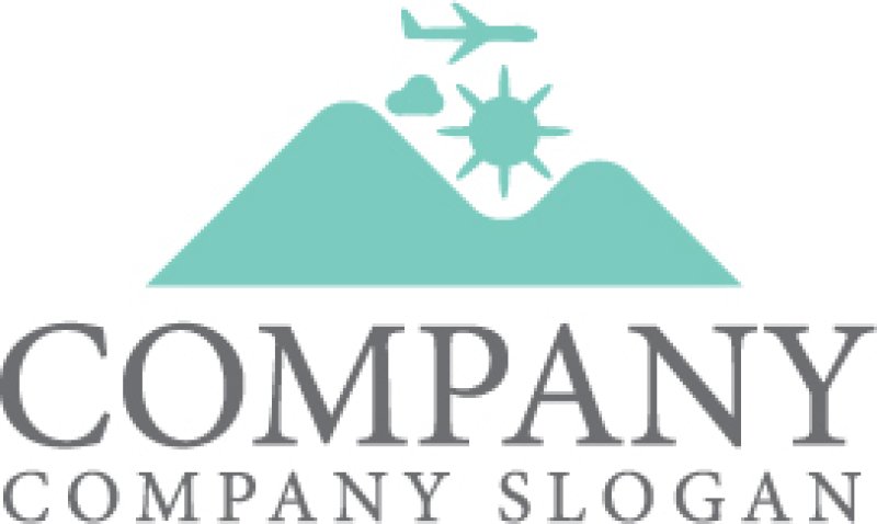 画像1: 山・太陽・飛行機・雲・旅行・ロゴ・マークデザイン1359 (1)