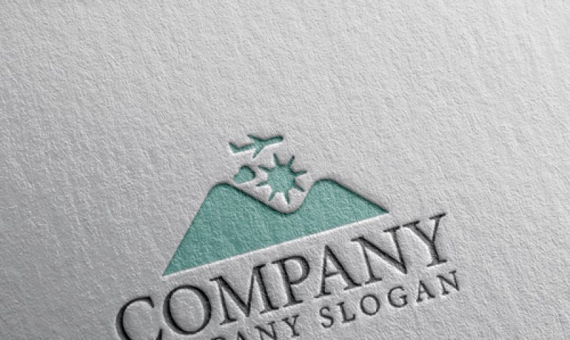 画像2: 山・太陽・飛行機・雲・旅行・ロゴ・マークデザイン1359 (2)