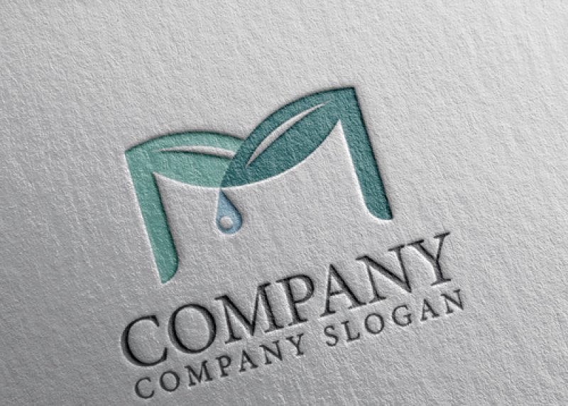 画像2: 葉・M・水滴・アルファベット・ロゴ・マークデザイン1360 (2)