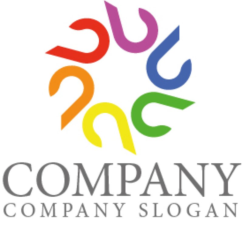 画像1: 花・太陽・虹色・U・アルファベット・ロゴ・マークデザイン1363 (1)