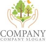 画像1: 手・森・鳥・保護・アルファベット・ロゴ・マークデザイン1370 (1)