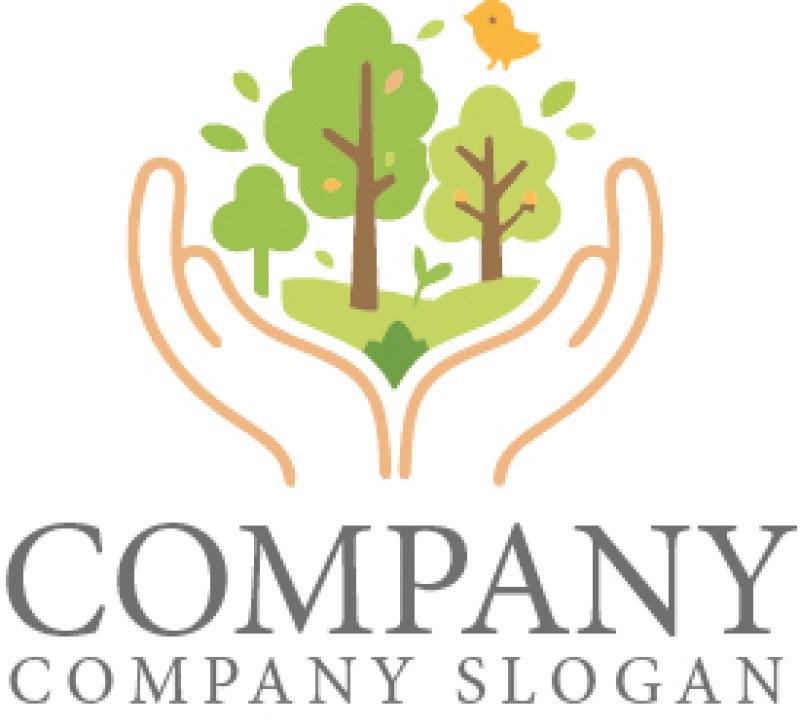 画像1: 手・森・鳥・保護・アルファベット・ロゴ・マークデザイン1370 (1)