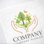 画像2: 手・森・鳥・保護・アルファベット・ロゴ・マークデザイン1370 (2)
