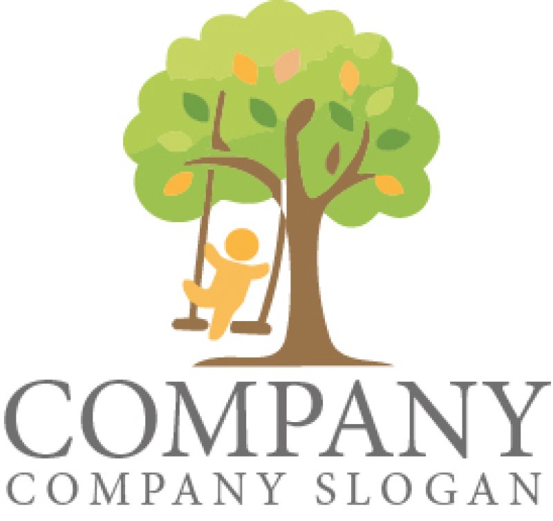 画像1: 木・子供・ブランコ・葉・ロゴ・マークデザイン1372 (1)