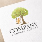 画像2: 木・子供・ブランコ・葉・ロゴ・マークデザイン1372 (2)