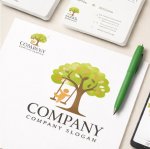 画像3: 木・子供・ブランコ・葉・ロゴ・マークデザイン1372 (3)