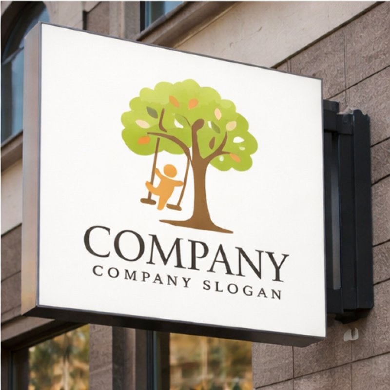 画像5: 木・子供・ブランコ・葉・ロゴ・マークデザイン1372 (5)