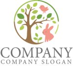 画像1: 輪・葉・木・うさぎ・鳥・ロゴ・マークデザイン1374 (1)