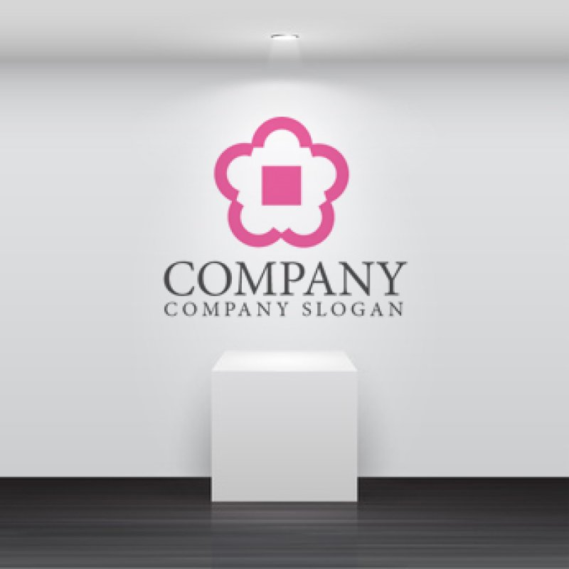 画像2: 花・つぼみ・もも・四角ロゴ・マークデザイン350 (2)