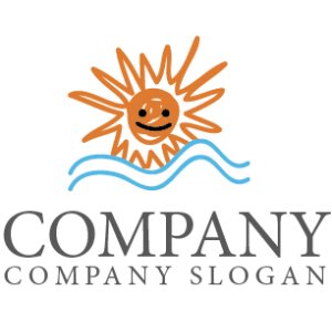 ロゴ作成サンプルです 太陽 海 顔 手書き ロゴ マークデザイン417をイメージしたロゴデザインです