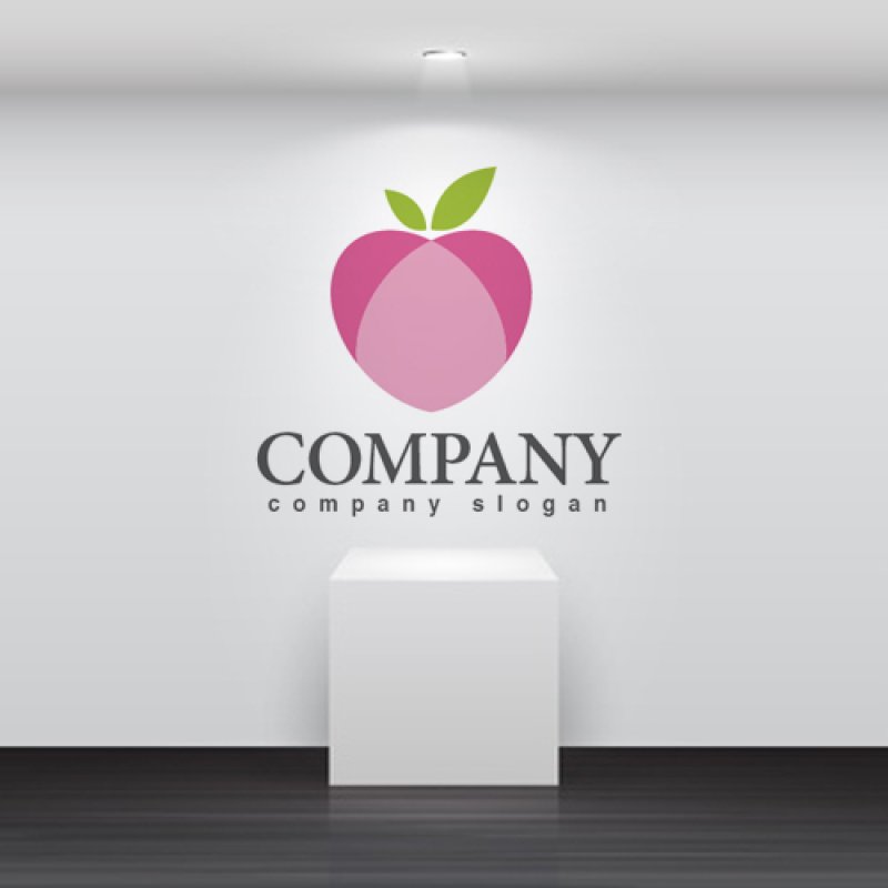 画像2: 葉・桃・ハート・かわいい・ロゴ・マークデザイン651 (2)