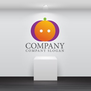 画像2:  かぼちゃ・オレンジ・輪・顔・かわいい・グラデーション・ロゴ・マークデザイン715