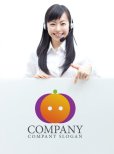 画像3:  かぼちゃ・オレンジ・輪・顔・かわいい・グラデーション・ロゴ・マークデザイン715 (3)