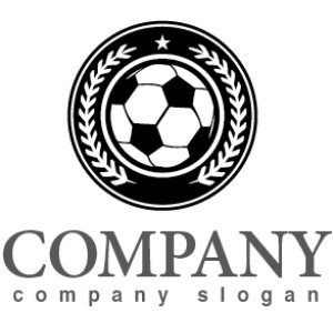 ロゴ作成サンプルです サッカー ボール エンブレム ロゴ マークデザイン004をイメージしたロゴデザインです