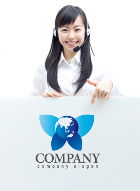 画像3: 地球・羽・蝶・ロゴ・マークデザイン275 (3)