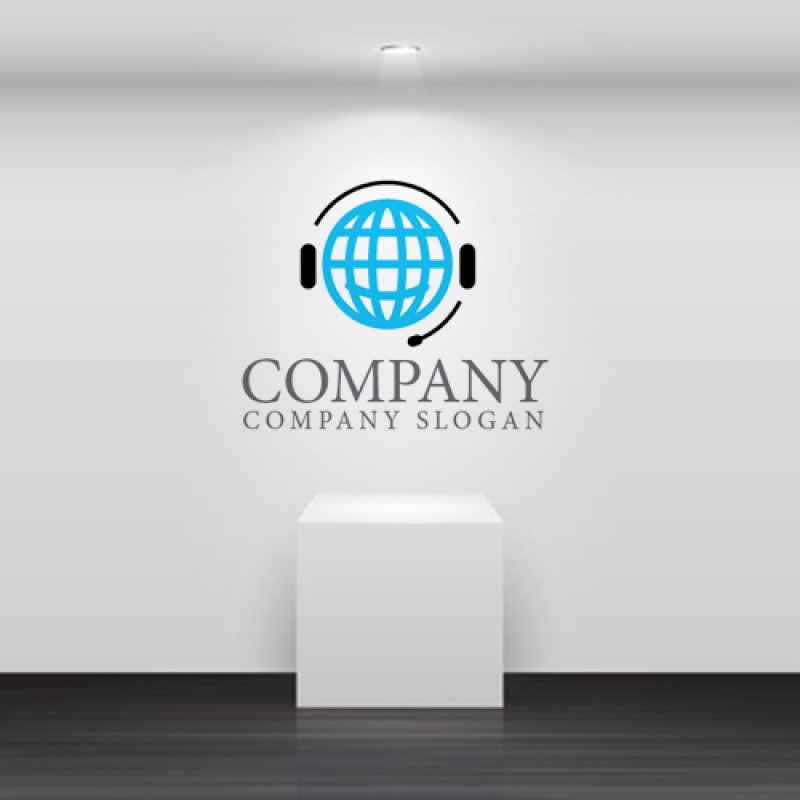 画像4: 地球・アシスタント・ヘッドフォン・案内・ロゴ・マークデザイン282 (4)