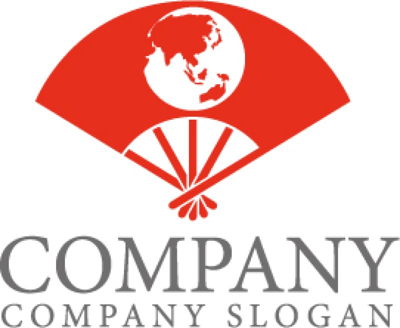 画像1: 扇子・地球・和・ロゴ・マークデザイン299 (1)