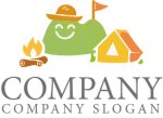 画像1: テント・山・焚き火・キャンプ・ロゴ・マークデザイン058 (1)