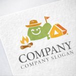 画像2: テント・山・焚き火・キャンプ・ロゴ・マークデザイン058 (2)