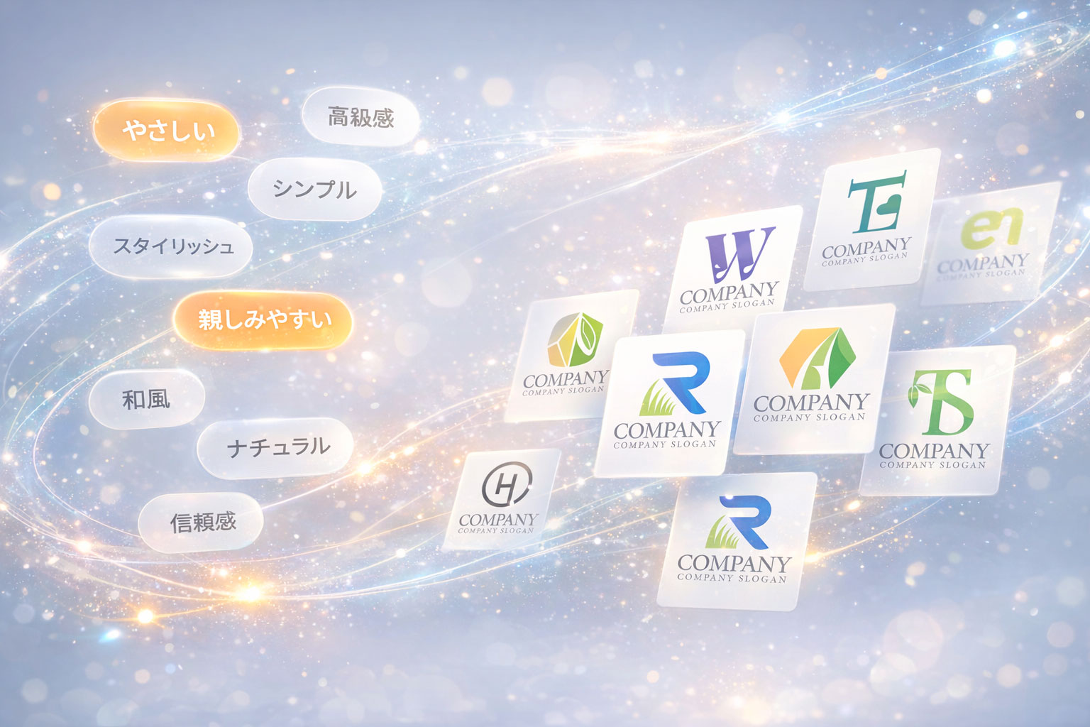 質問に答えるだけで最適なロゴを自動表示