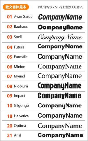 ロゴタイプの書体見本